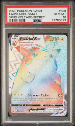 2020 Pokemon Sword & Shield Vivid Voltage #188 Pikachu Vmax Secret PSA 10 - Image 1