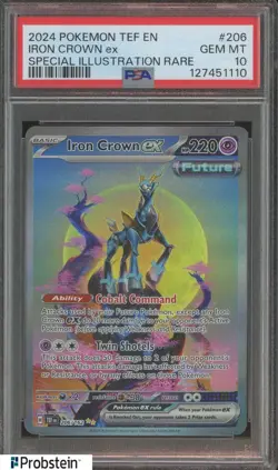 2024 Pokemon TEF EN Special Illustration Rare #206 Iron Crown ex PSA 10 GEM MINT - Image 1