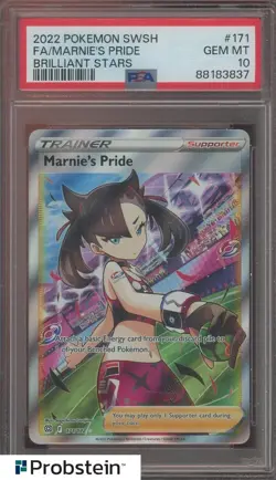 2022 Pokemon SWSH Brilliant Stars #171 FA Marnie's Pride PSA 10 GEM MINT - Image 1