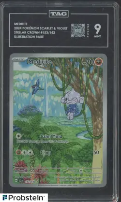 2024 Pokemon S & V Stellar Crown #153/142 Meditite IR TAG 9 MINT - Image 1