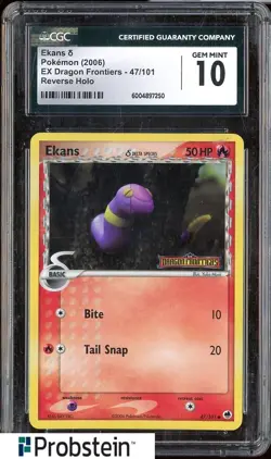 2006 Pokemon Ex Dragon Frontiers #47/101 Ekans Reverse Holo CGC 10 GEM MINT - Image 1
