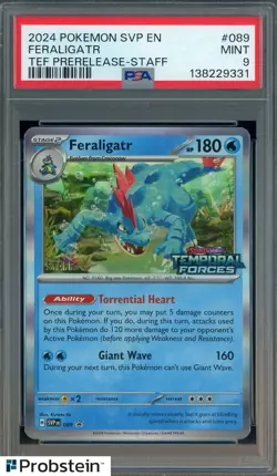 2024 Pokemon SVP EN TEF Pre-release Staff #089 Feraligatr PSA 9 MINT - Image 1