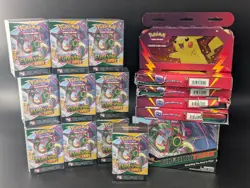 Lot of (10) Pokemon Evolving Skies B&B Boxes w/ Pencil Case Tin & Stadium Box - Image 1