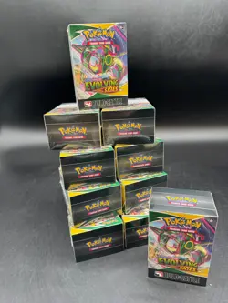 Lot of (10) Pokemon Evolving Skies B&B Boxes w/ Pencil Case Tin & Stadium Box - Image 2