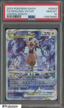 2023 Pokemon SWSH Crown Zenith #GG43 FA Zeraora VSTAR PSA 10 GEM MINT - Image 1