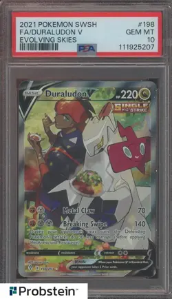2021 Pokemon SWSH Evolving Skies #198 FA Duraludon V PSA 10 GEM MINT - Image 1