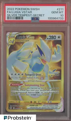 2022 Pokemon SWSH Silver Tempest Secret #211 FA Lugia VSTAR PSA 10 GEM MINT - Image 1