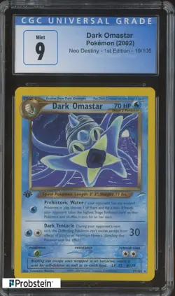 2002 Pokemon Neo Destiny 1st Edition #19 Dark Omastar CGC 9 MINT - Image 1