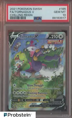 2021 Pokemon SWSH Chilling Reign #185 FA Tornadus V PSA 10 GEM MINT - Image 1