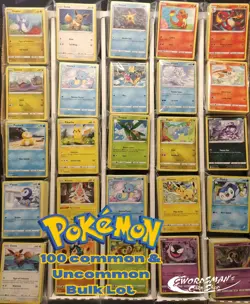 100 Pokemon Card Bulk Lot – NO DUPLICATES – Common & Uncommon - Image 1