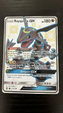 Rayquaza GX Full Art Alternate Art Promo Holo Pokemon Card 177A/168 - Image 1