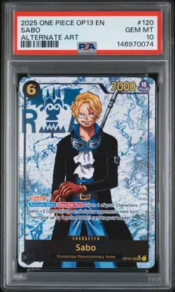 2025 ONE PIECE OP13 120 CARRYING ON HIS WILL SABO SEC ALT ART PARALLEL PSA 10 - Image 1