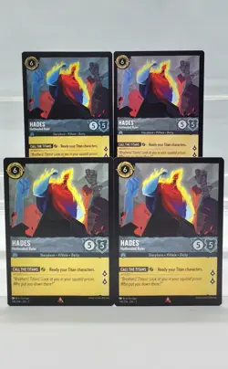 Disney Lorcana Hades - Hotheaded Ruler 174/204 4 Cards Playset Into the Inklands - Image 1