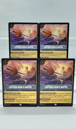 Disney Lorcana Captain Hook's Rapier 199/204 4 Cards Playset Into the Inklands - Image 1