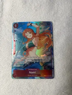 Bandai One Piece Card Game Nami OP01-016 Romance Dawn Parallel Foil Rare 2000 - Image 1