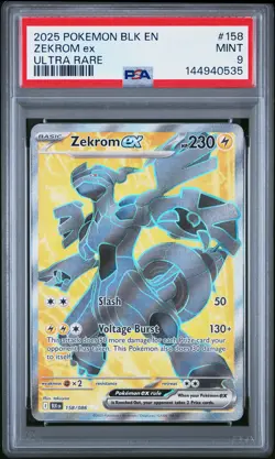 144940535 Zekrom ex 2025 Pokemon Black Bolt #158 Ultra Rare PSA 9 - Image 1