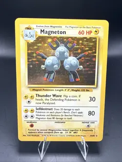 Pokemon Magneton 9/102 Base Set Unlimited Holo Rare - Image 1