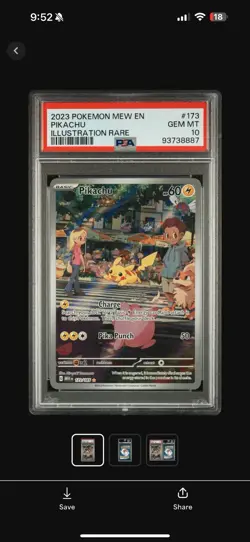 Pikachu Illustration Rare PSA 10 173/165 2023 Pokemon Mew EN 151 - Image 1