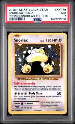 2016 POKEMON XY BLACK STAR PROMO SNORLAX GX BOX #XY179 SNORLAX-HOLO PSA 7 - Image 1