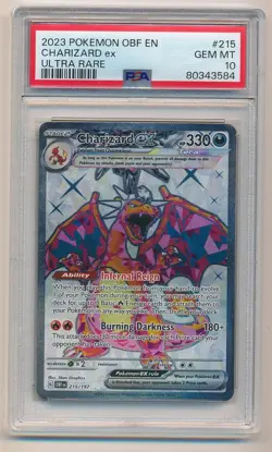 2023 POKEMON OBSIDIAN FLAMES ULTRA RARE CHARIZARD EX #215 PSA 10 GEM MINT - Image 1