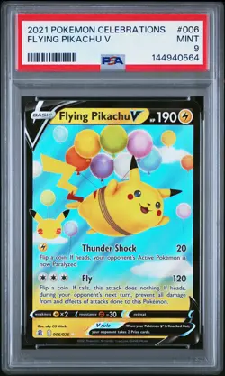 0564 Flying Pikachu V 2021 Pokemon Sword & Shield Celebrations #006 PSA 9 - Image 1