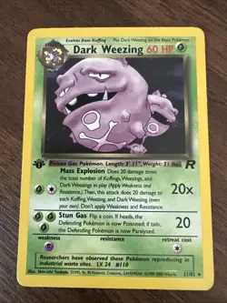 Pokemon Dark Weezing 31/82 Team Rocket Regular 1st Edition 1999-2000 - Image 1