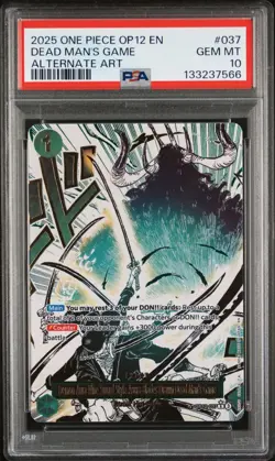 2025 ONE PIECE OP12-037 LEGACY OF THE MASTER DEAD MAN'S GAME ALT ART PSA 10 - Image 1
