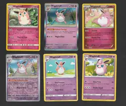 Wigglytuff Pokemon Card Collection Set of 6 English Cards Fairy Cute Holo Rare - Image 1