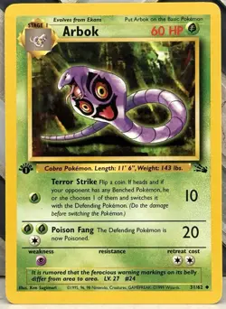 1st Edition NM Arbok 31/62 1999 WOTC Fossil Pokemon TCG - Image 1