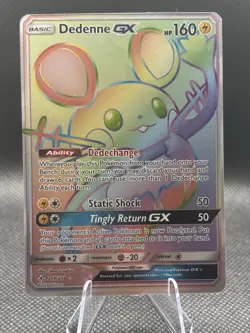 Pokemon Dedenne GX 219/214 Secret Rare Full Art Holo 160HP Sm-Unbroken Bonds - Image 1