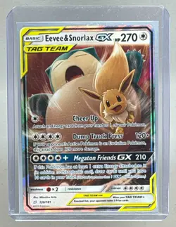 Eevee & Snorlax GX 2019 Pokemon Sun Moon Team Up #120 Holo - Image 1