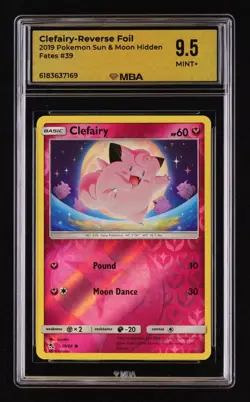 2019 Pokemon Sun & Moon Hidden Fates: # 39 Clefairy-Reverse Foil MBA 9.5 MINT+ - Image 1
