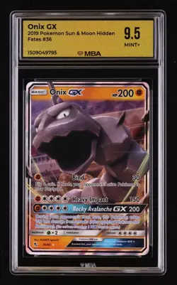 2019 Pokemon Sun & Moon Hidden Fates: # 36 Onix GX MBA 9.5 MINT+ - Image 1
