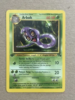 1st Edition Arbok 31/62 Fossil Rare Pokemon Card 1999 Near Mint Condition - Image 1