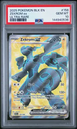 144940536 Zekrom ex 2025 Pokemon Black Bolt #158 Ultra Rare PSA 10 - Image 1