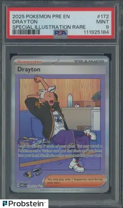 2025 Pokemon PRE EN Special Illustration Rare #172 Drayton PSA 9 MINT - Image 1
