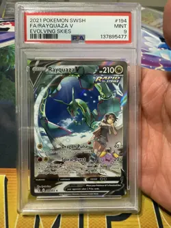 Rayquaza V PSA 9 Alternate Art SWSH Evolving Skies 194/203 Alt Pokemon Card MINT - Image 1
