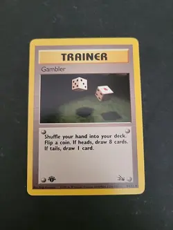 LP 1999 1ST EDITION GAMBLER - 60/62 - Fossil - Pokemon Card - Image 1