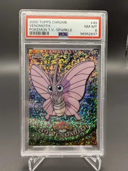 Psa 8 Venomoth Topps 2000 Chrome Series 1 49 Sparkle-Chrome Pokemon Card - Image 1