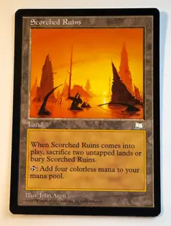 Scorched Ruins blank artist proof MTG Weatherlight artist John Avon SOLD AS IS - Image 1