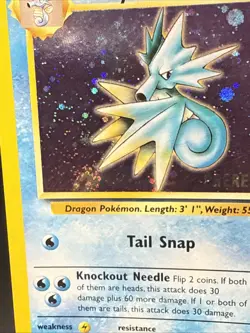 Pokemon TCG Misty's Seadra Holo Rare Gym Heroes Prerelease 9/132 Swirl AD - Image 3