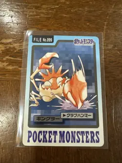 Pokemon Japanese Kingler File No. 099 Bandai Carddass Pocket Monsters Vintage - Image 1
