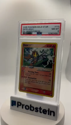 2005 Pokemon Entei Gold Star Holo EX Unseen Forces #113/115 PSA 8 NM-MT - Image 2