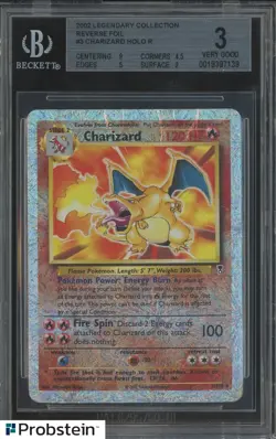 2002 Pokemon Legendary Collection #3 Charizard Reverse Foil BGS 3 VG - Image 1