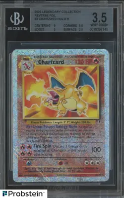 2002 Pokemon Legendary Collection #3 Charizard Reverse Foil BGS 3.5 VG+ - Image 1