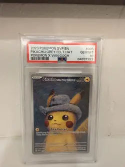2023 POKEMON SVP EN-SV BLACK STAR PROMO #085 PIKACHU WITH GREY FELT HAT PSA 10 - Image 1