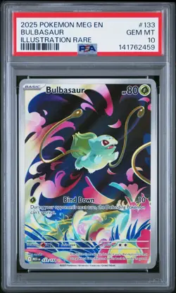 PSA 10 BULBASAUR 133/132 POKEMON TCG MEGA EVOLUTION BASE SET ILLUSTRATION RARE - Image 1