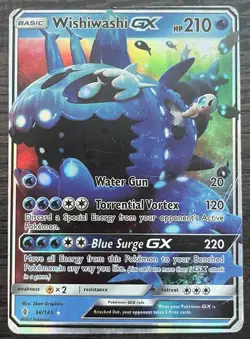 Wishiwashi GX 38/145 Pokemon TCG Sun Moon Guardians Rising Holo HP - Image 1