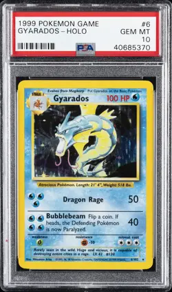 1999 POKEMON BASE SET UNLIMITED #6 GYARADOS-HOLO PSA 10 - Image 1