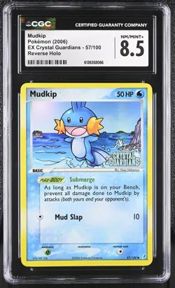 CGC 8.5 Mudkip EX Crystal Guardians 57/100 Reverse Holo STAMPED Pokemon Card - Image 1